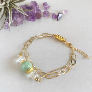 翡翠と水晶2連マグネット式ブレスレット