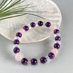 【恋愛ブレスレット】アメジストとローズクォーツ　ブレスレット