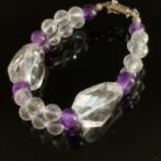 大粒水晶とアメジストブレスレット