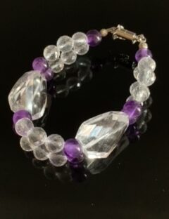 大粒　水晶とアメジストのブレスレット　