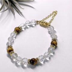 水晶とタイガーアイのキラキラ金運ブレスレット　