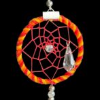 赤のキラキラドリームスサンキャッチャー/ドリームキャッチャー網の部分拡大