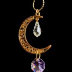 チャクラカラーのゴールド三日月チャームサンキャッチャー/ゴールド三日月チャーム