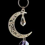 チャクラカラーのシルバー三日月チャームサンキャッチャー/月チャーム