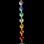 チャクラカラーのゴールド三日月チャームサンキャッチャー/チャクラカラー配列