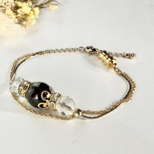 ガーネットと水晶の2連ブレスレット