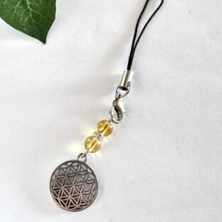 フラワーオブライフ　シトリンのストラップ