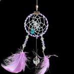 紫色の羽根付き　ドリームサンキャッチャー　/ドリームキャッチャー部分