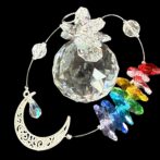 チャクラカラーのシルバー三日月チャームサンキャッチャー