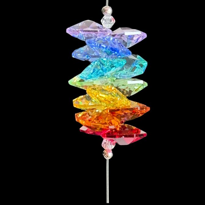 ピンク色のドリームサンキャッチャー/チャクラカラー配列