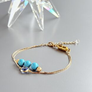 ターコイズ　2連ブレスレット　