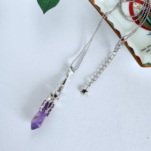 アメジスト ペンダントトップのロングネックレス