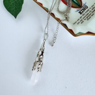 ローズクォーツ ペンダントトップのロングネックレス